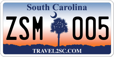 SC license plate ZSM005