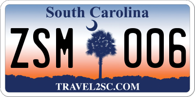 SC license plate ZSM006