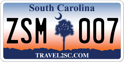 SC license plate ZSM007