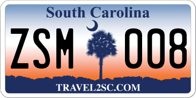 SC license plate ZSM008