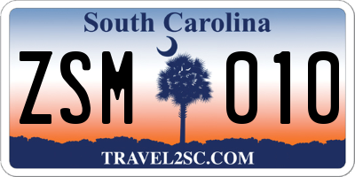 SC license plate ZSM010