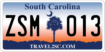 SC license plate ZSM013