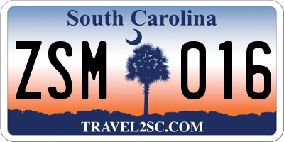 SC license plate ZSM016