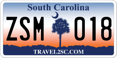 SC license plate ZSM018