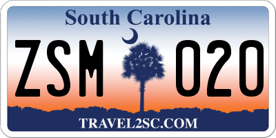 SC license plate ZSM020