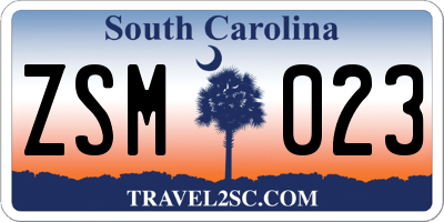 SC license plate ZSM023