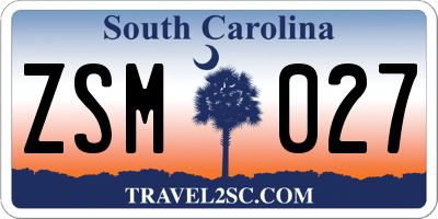 SC license plate ZSM027