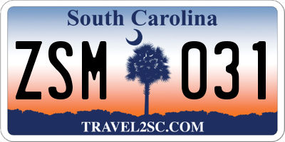 SC license plate ZSM031