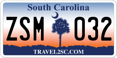 SC license plate ZSM032