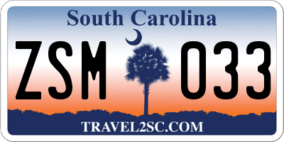 SC license plate ZSM033