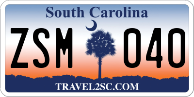 SC license plate ZSM040