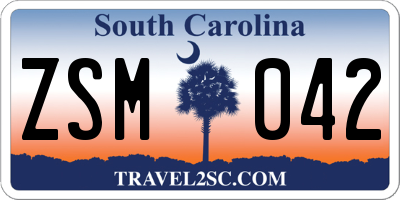 SC license plate ZSM042