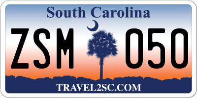 SC license plate ZSM050