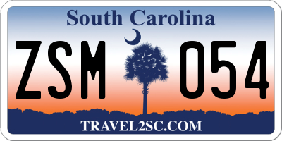 SC license plate ZSM054