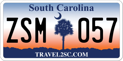 SC license plate ZSM057
