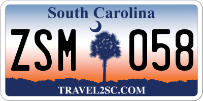 SC license plate ZSM058