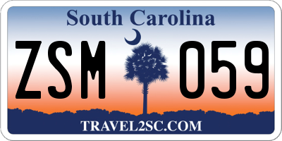 SC license plate ZSM059