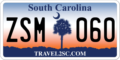 SC license plate ZSM060