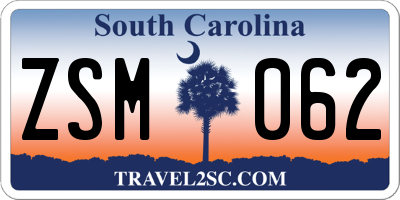 SC license plate ZSM062
