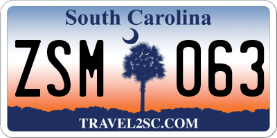SC license plate ZSM063