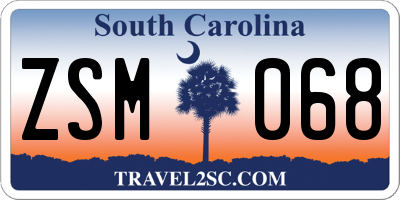SC license plate ZSM068