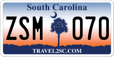 SC license plate ZSM070
