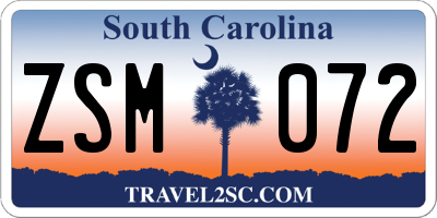 SC license plate ZSM072