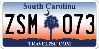 SC license plate ZSM073