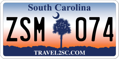 SC license plate ZSM074