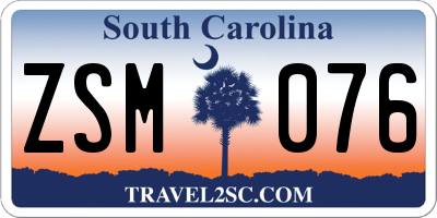 SC license plate ZSM076