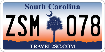 SC license plate ZSM078