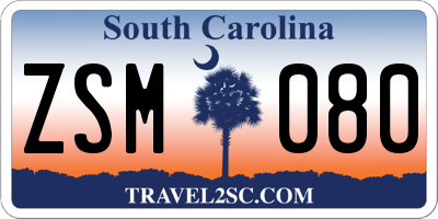 SC license plate ZSM080