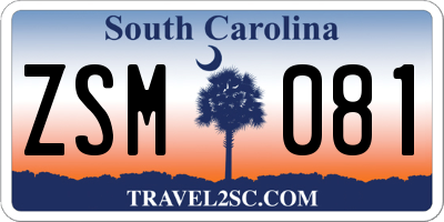SC license plate ZSM081