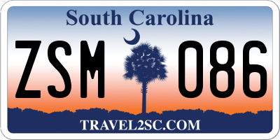 SC license plate ZSM086