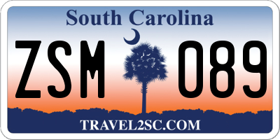 SC license plate ZSM089