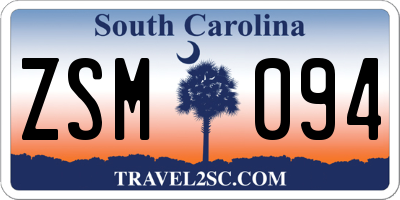 SC license plate ZSM094