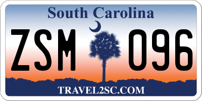 SC license plate ZSM096