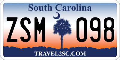 SC license plate ZSM098