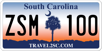 SC license plate ZSM100