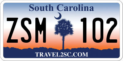 SC license plate ZSM102