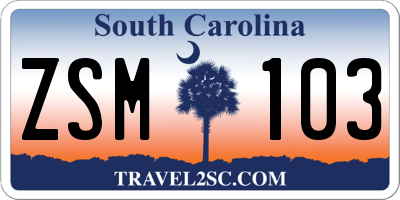 SC license plate ZSM103