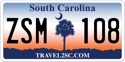 SC license plate ZSM108