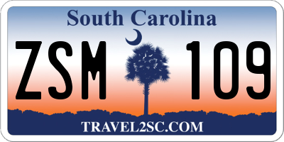 SC license plate ZSM109