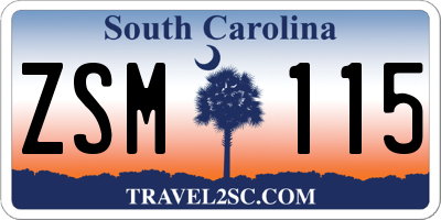 SC license plate ZSM115