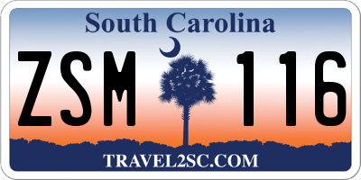 SC license plate ZSM116
