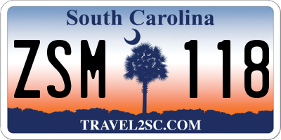SC license plate ZSM118