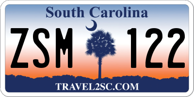 SC license plate ZSM122