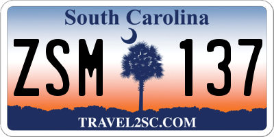 SC license plate ZSM137