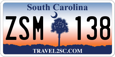 SC license plate ZSM138