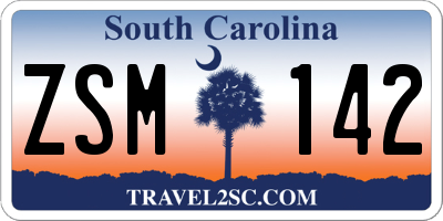 SC license plate ZSM142